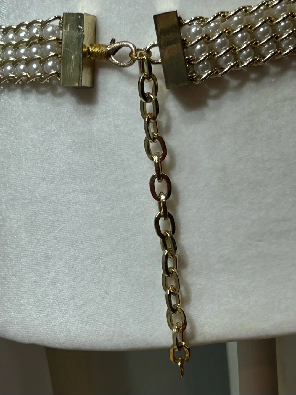 Per Se Gold Multi-Row Chain and Pearl Waist Vintage Jewelry Belt 32” plus chain
